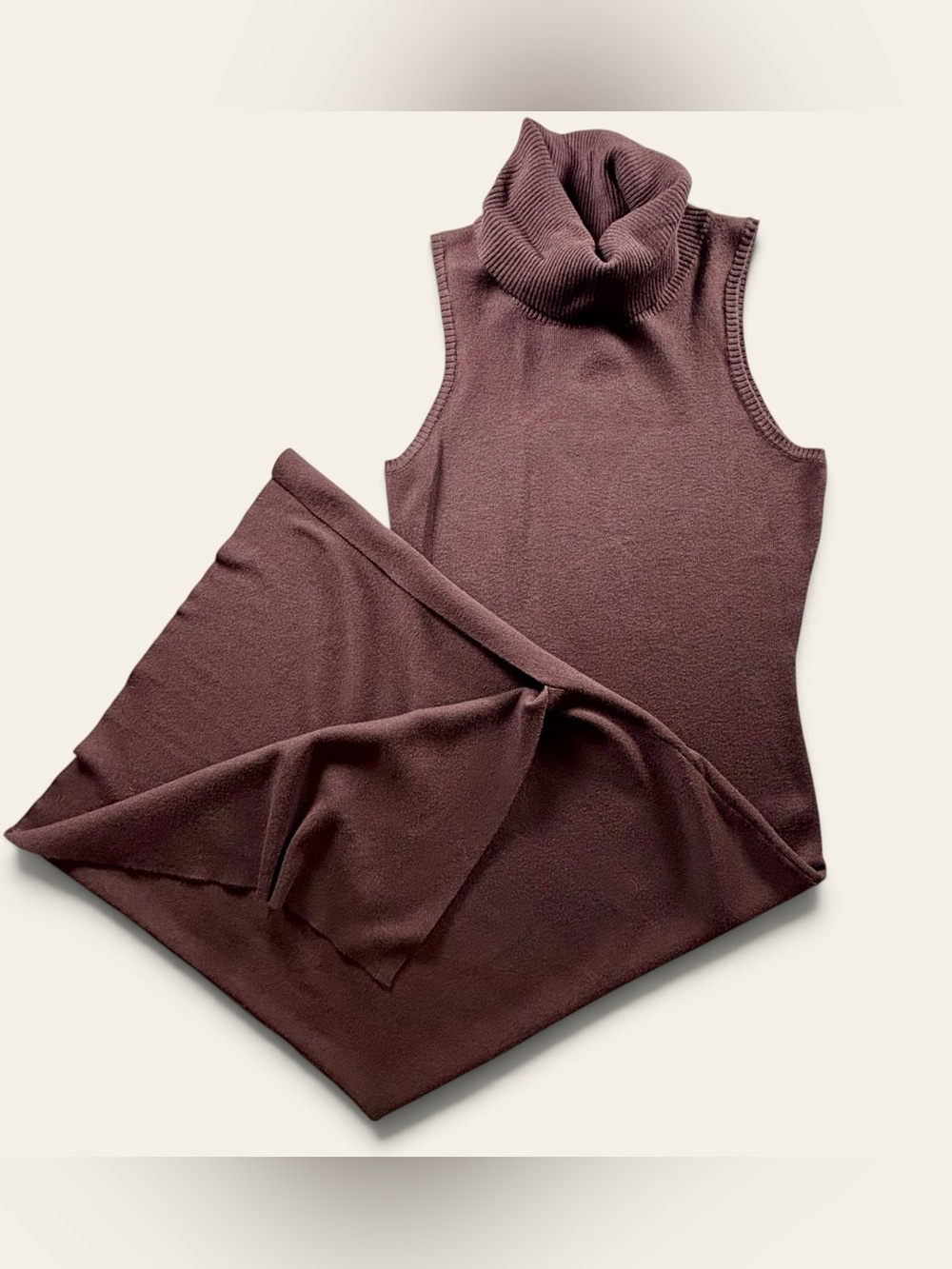 Dress Up Chocolate Brown Knit Turtleneck Midi Sweater Dress Size M